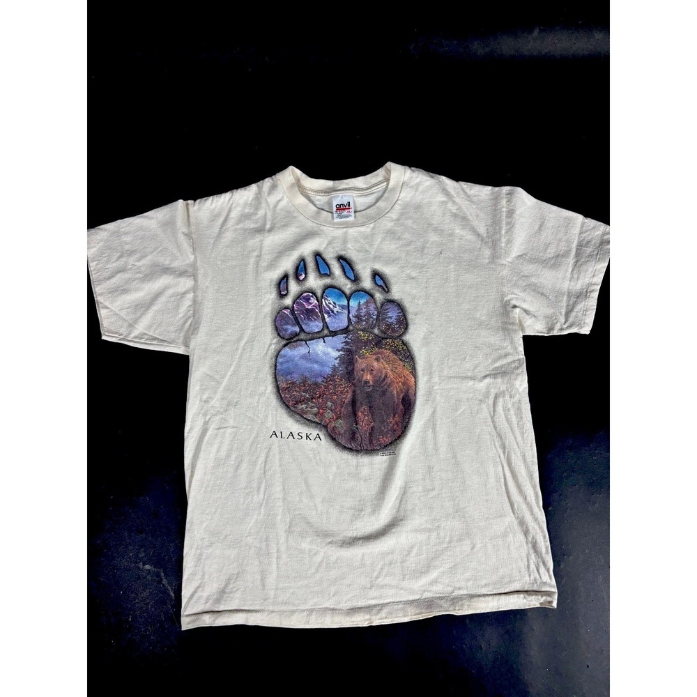 Y2K Anvil T-Shirt Men's XL Alaska Bear Claw Graphic